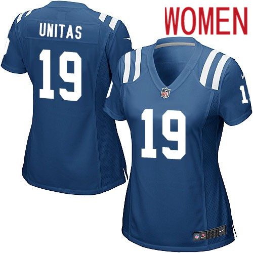 Women Indianapolis Colts #19 Johnny Unitas Nike Royal Game Player NFL Jersey->women nfl jersey->Women Jersey
